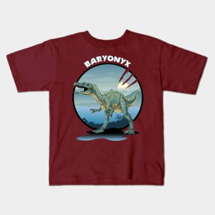 Baryonyx Dinosaur Design With Background Kids T-Shirt